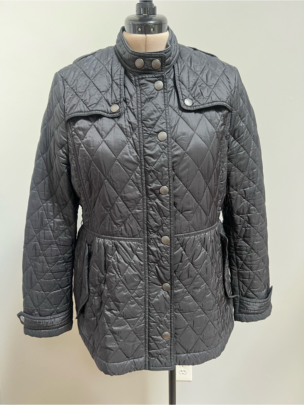 Burberry Black Quilted Snap-Front Puffer Jacket